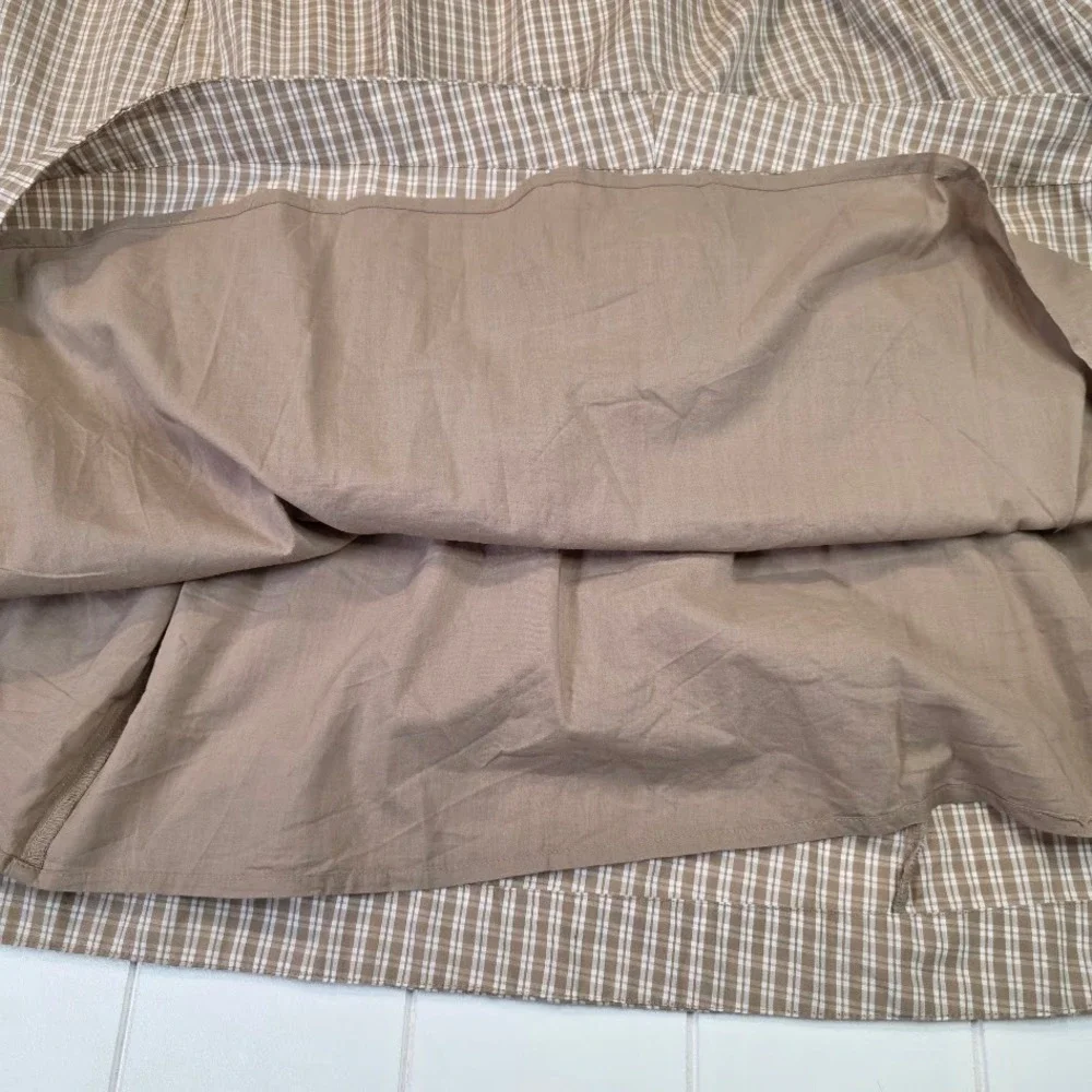 Abercrombie & Fitch L Tall Twist Bodice Maxi Dress Tan Plaid Smocked Back V-Neck